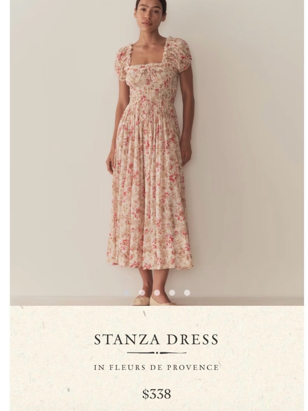 Doen Stanza Floral Midi Dress in Cream and Pink Size medium NWT